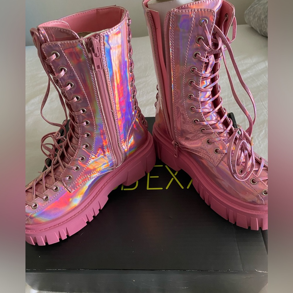 Club Exx Holographic Combat Boots